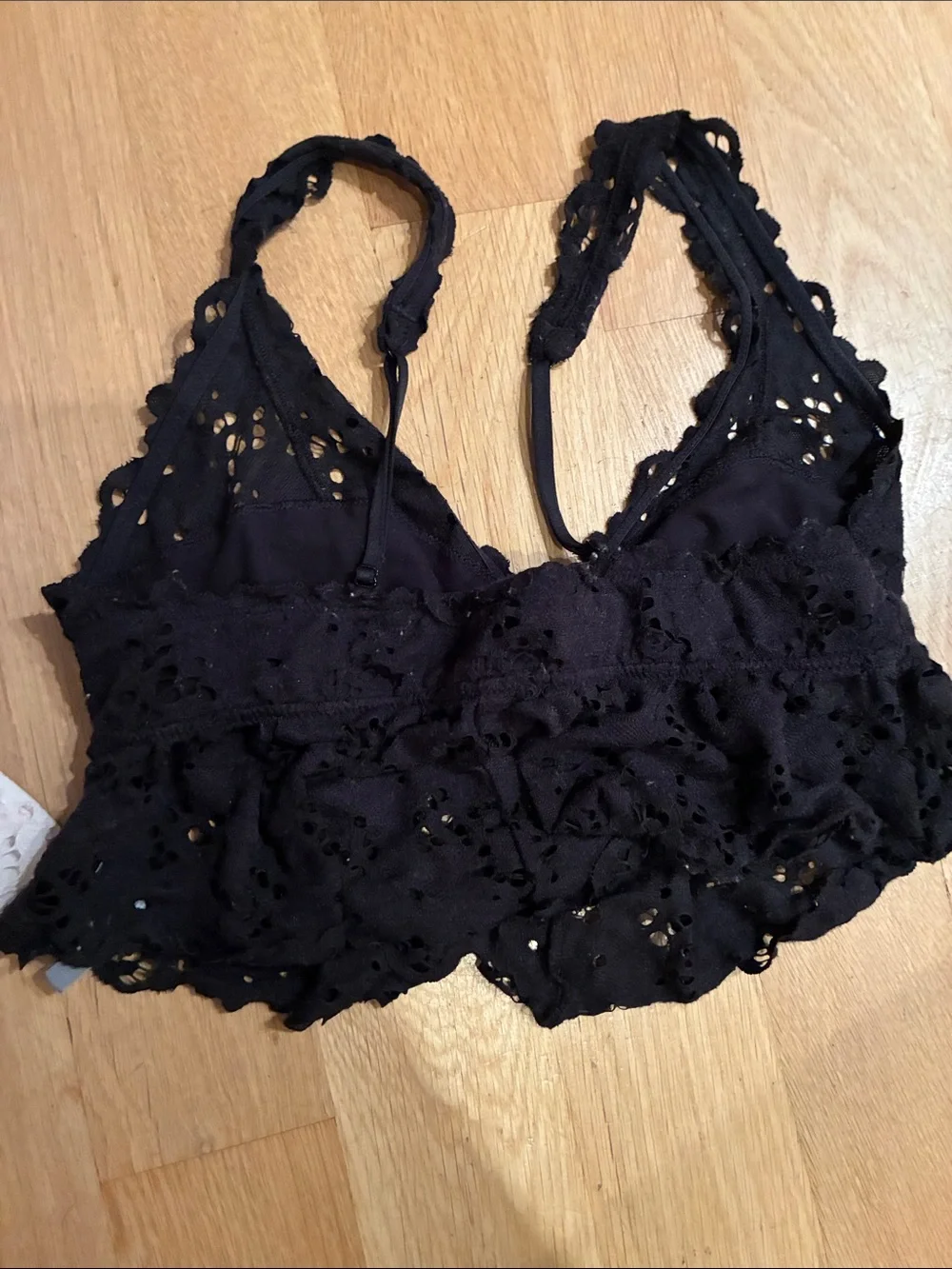 aerie Eyelet Lace Bralette Set in Light Pink and Black